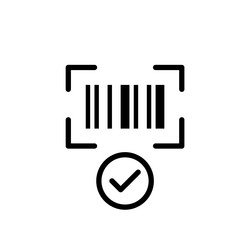 Barcode scan with checkmark approved link vector