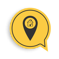 black map pointer with house icon isolated vector image
