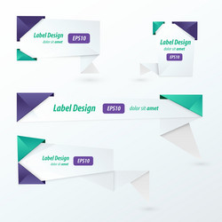 origami 2 color style label set vector image