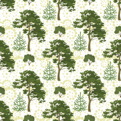 Seamless trees and floral pattern vector