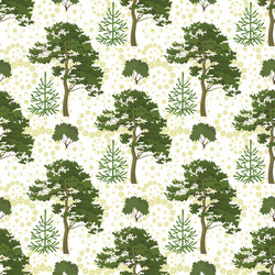 Seamless trees and floral pattern vector