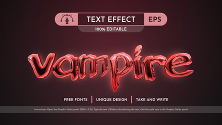 vampire - editable text effect font style vector image