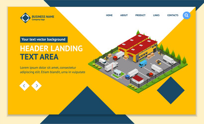 warehouse concept landing web page template 3d vector