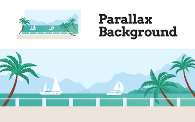Coastal Parallax Scene with Palm Trees vector image