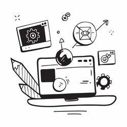 laptop with holographic ai qa and quality vector image