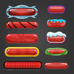 set of red button for game design vector image