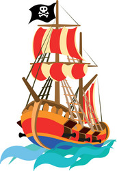 Cartoon Pirate Ship Vector Image