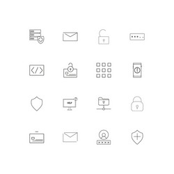 cyber security linear thin icons set outlined vector image