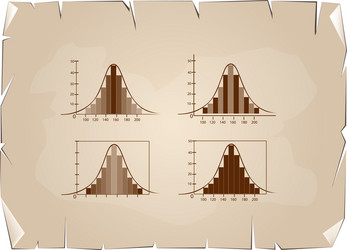 set of normal distribution or gaussian bell on old vector image