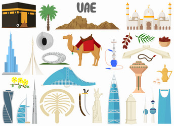 Set of uae landmarks architecture vector