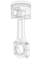 3D Piston Rendering - Wireframe Sketch vector image