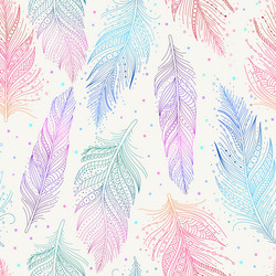 Colorful multicolored feathers seamless pattern Vector Image