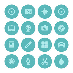 flat icons set and long shadow effect vector image