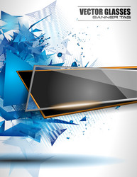 glass banner with abstract shape and glossy effect vector image