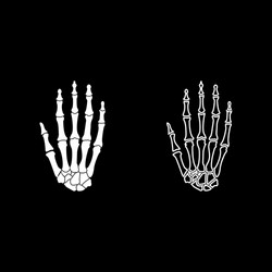 hand bone icon set white color flat style simple vector