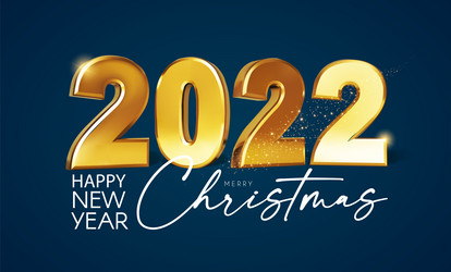 happy new 2022 year elegant gold text with light vector