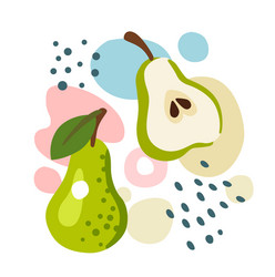 pear on abstract summer background with drops vector image