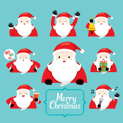 santa character with different actions set vector image
