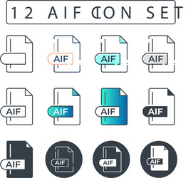 aif file format icon set 12 vector image
