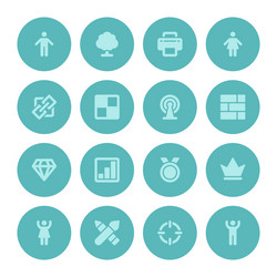 flat icons set and long shadow effect vector image