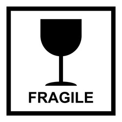 fragile flat icon with black frame isolated vector image