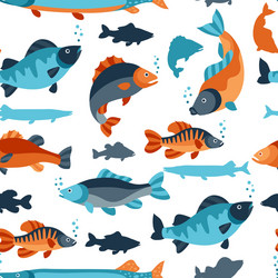 seamless pattern with various fish background vector image