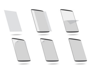 Set apply screen protector tablet computer vector