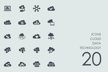 set of cloud data technology icons vector