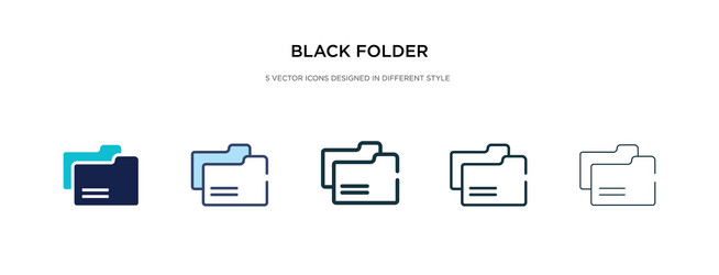 black folder icon in different style two colored vector