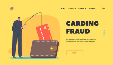 carding fraud landing page template tiny hacker vector image