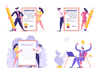 creative idea certificate and project signing set vector image