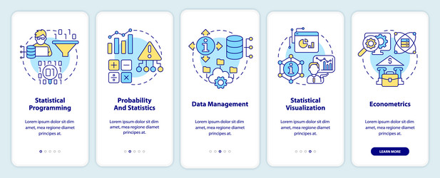 data analyst skills onboarding mobile app screen vector image