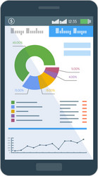 Graph and chart on mobile business data diagram vector