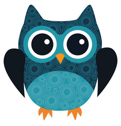 Party owls blue card Royalty Free Vector Image