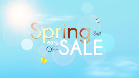 spring sale poster template with bokeh effect vector