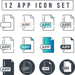 app file format icon set 12 vector image