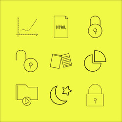 files and folders linear icon set simple outline vector image