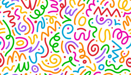 kid color line squiggle shape seamless pattern vector image