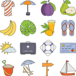 Summer equipment doodle vector