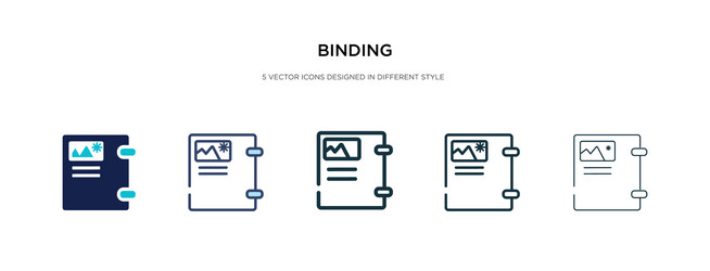 Binding icon in different style two colored vector