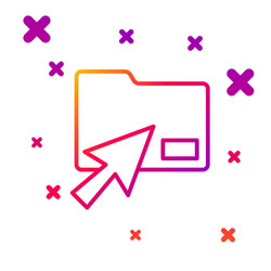 color line cursor click document folder icon vector image