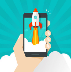 Rocket Launch Mobile Startup vector image