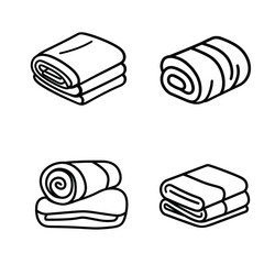 simple line art folded towels rolled towel set vector image
