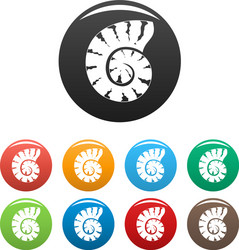 striped shell icons set color vector image