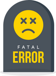 fatal error message tombstone warning vector image