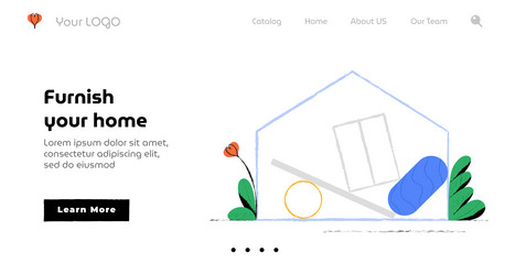 landing page of the site in a minimalistic linear vector image