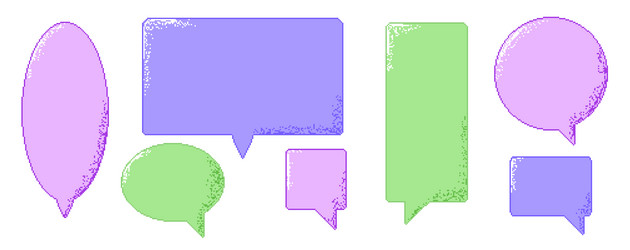 pixel art color speech bubbles 8 bit text boxes vector image