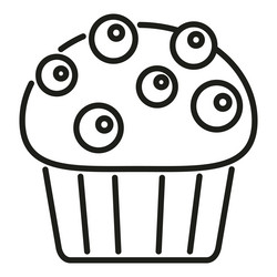 bread muffin icon outline cake food vector image