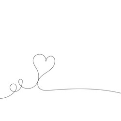 Heart Line Icon - Single Continuous Line vector image