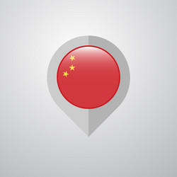 Map navigation pointer with china flag design vector